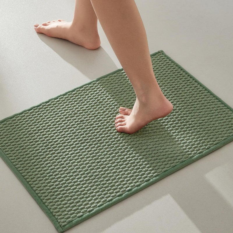 TYUU Bathroom Rugs Non Slip Washable, Super Absorbent Thin Bath Mat Small Quick Dry Low Pile Bathroom Rug, Sage Green 16"x24" - Image 1