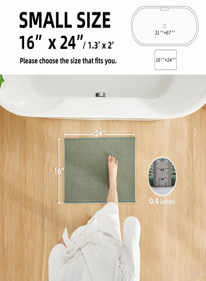 TYUU Bathroom Rugs Non Slip Washable, Super Absorbent Thin Bath Mat Small Quick Dry Low Pile Bathroom Rug, Sage Green 16"x24" - Image 2