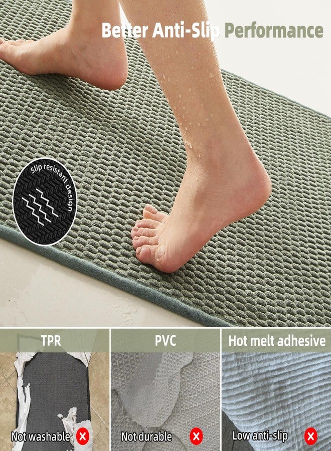 TYUU Bathroom Rugs Non Slip Washable, Super Absorbent Thin Bath Mat Small Quick Dry Low Pile Bathroom Rug, Sage Green 16"x24" - Image 4