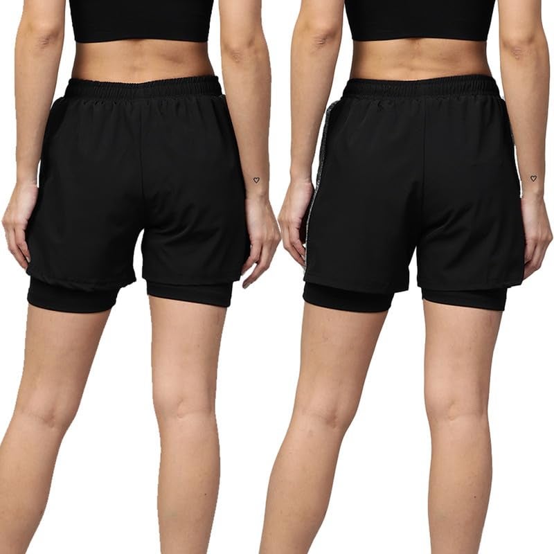 CHKOKKO Double Layered Sports Combo Gym Workout Running Shorts for Women - Image 2