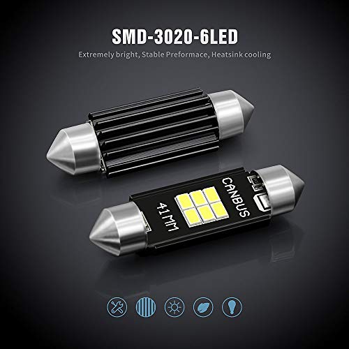 SIR IUS LED 578 light bulb festoon white Bright 400 Lumens 3020 Chipset Canbus Error Free bulb for Interior Car Truck License Plate Dome Trunk Courtesy 41MM 211-2 569 6000K - Image 2