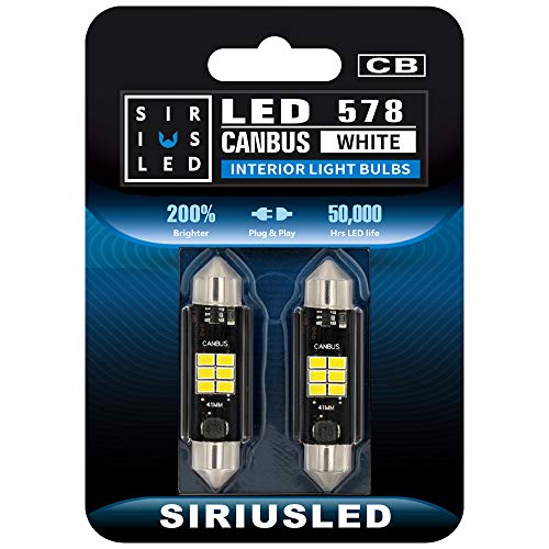 SIR IUS LED 578 light bulb festoon white Bright 400 Lumens 3020 Chipset Canbus Error Free bulb for Interior Car Truck License Plate Dome Trunk Courtesy 41MM 211-2 569 6000K - Image 1