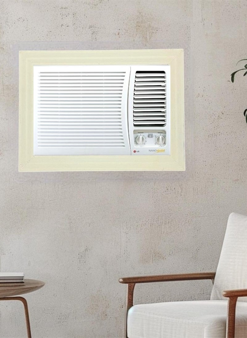 بهنس برواز مكيف شباك خشب بيج جاهز عالي الجودة براويز مكيفات اطار ديكور مانعة للغبار والحشرات يحافظ على هواء التكييف سهولة الفك التركيب التنظيف - Image 3