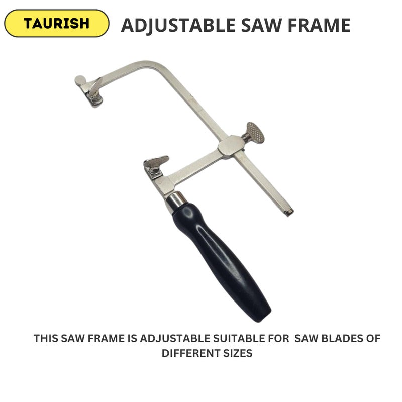 TAURISH German Style Jeweler's Saw Frame with 144 Assorted Blades - Adjustable for Woodworking, Jewelry Making, Craft & Hobby Use - Image 2