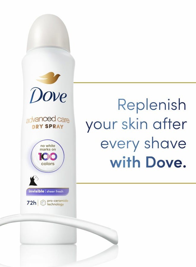 Dove رذاذ مضاد للتعرق غير المرئي للعناية المتقدمة بدون علامات بيضاء على 100 لون، رائحة منعشة تدوم 48 ساعة لحماية من العرق والرائحة للنساء 3.8 أونصة، عبوة من 12 - Image 2