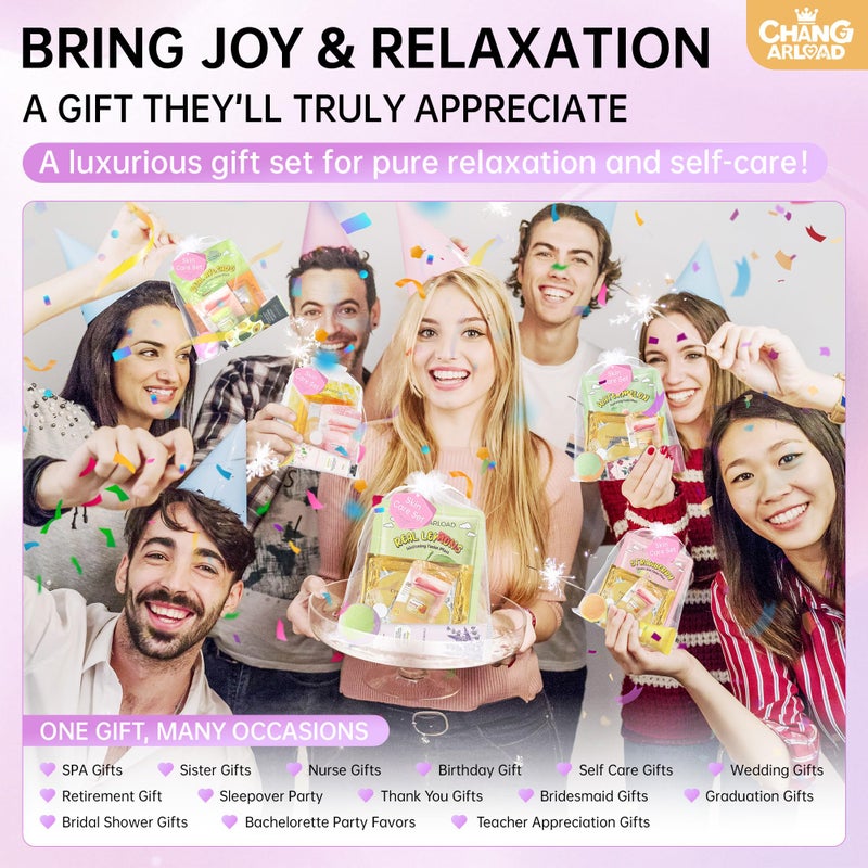CHANGARLOAD 35 Pcs Spa Party Supplies for 5 â€“ Spa Gifts for Women, Girls & Kids | Spa Set with Eye & Face Masks, Lip Balm, Hand Cream, Bath Bombs, Towels & Gift Bags | Spa Kit for Birthdays, Sleepovers, Spa Days - Image 4
