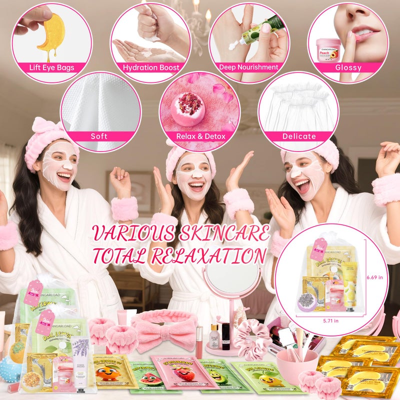 CHANGARLOAD 35 Pcs Spa Party Supplies for 5 â€“ Spa Gifts for Women, Girls & Kids | Spa Set with Eye & Face Masks, Lip Balm, Hand Cream, Bath Bombs, Towels & Gift Bags | Spa Kit for Birthdays, Sleepovers, Spa Days - Image 5