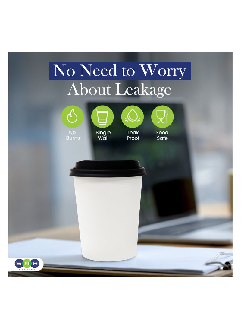 إس إن إتش باكينج SNH Packing 8 أونصة (عبوة من 50) أكواب قهوة ورقية ذات جدار واحد مع غطاء - أكواب disposable مقاومة للحرارة للمشروبات الساخنة والباردة - أكواب قهوة مثالية للمقاهي والمكاتب. - Image 4