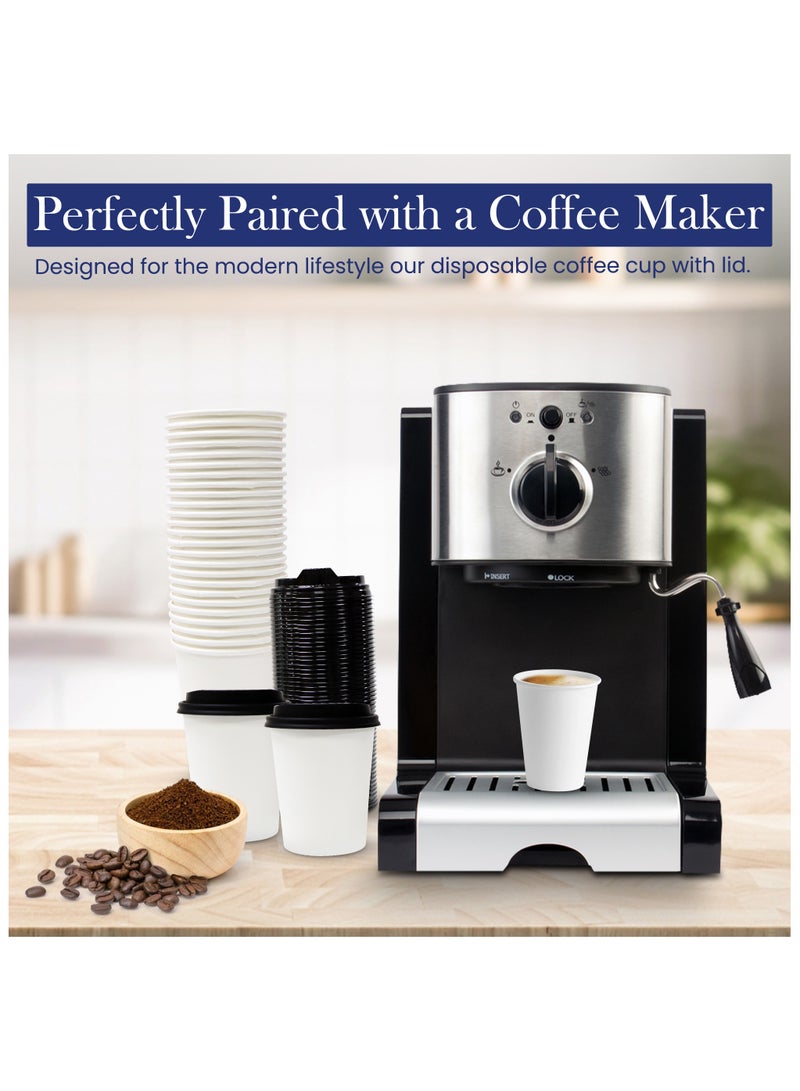 إس إن إتش باكينج SNH Packing 8 أونصة (عبوة من 50) أكواب قهوة ورقية ذات جدار واحد مع غطاء - أكواب disposable مقاومة للحرارة للمشروبات الساخنة والباردة - أكواب قهوة مثالية للمقاهي والمكاتب. - Image 5