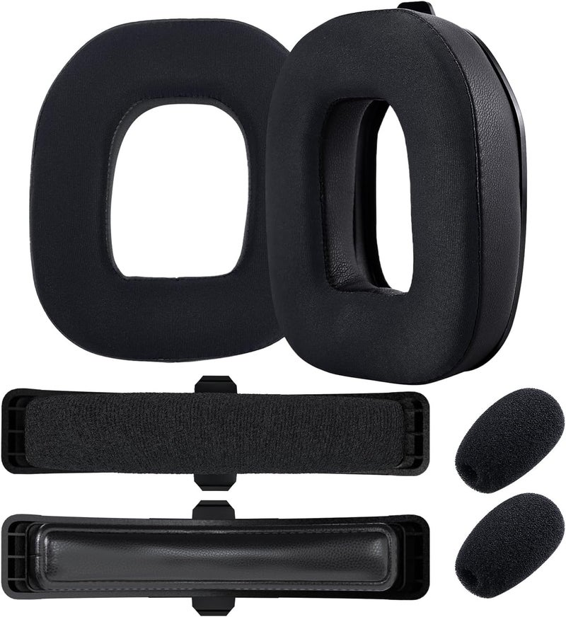 Mmobiel A50 Gen 4 Mod Kit - Ear Pads, Headband Replacement and Microphone Foam for Logitech G Astro A50 Gen 4 Headphones by - Cooling Gel Headphones Ear Pads - Protein PU & Velour Headband - Black - Image 2