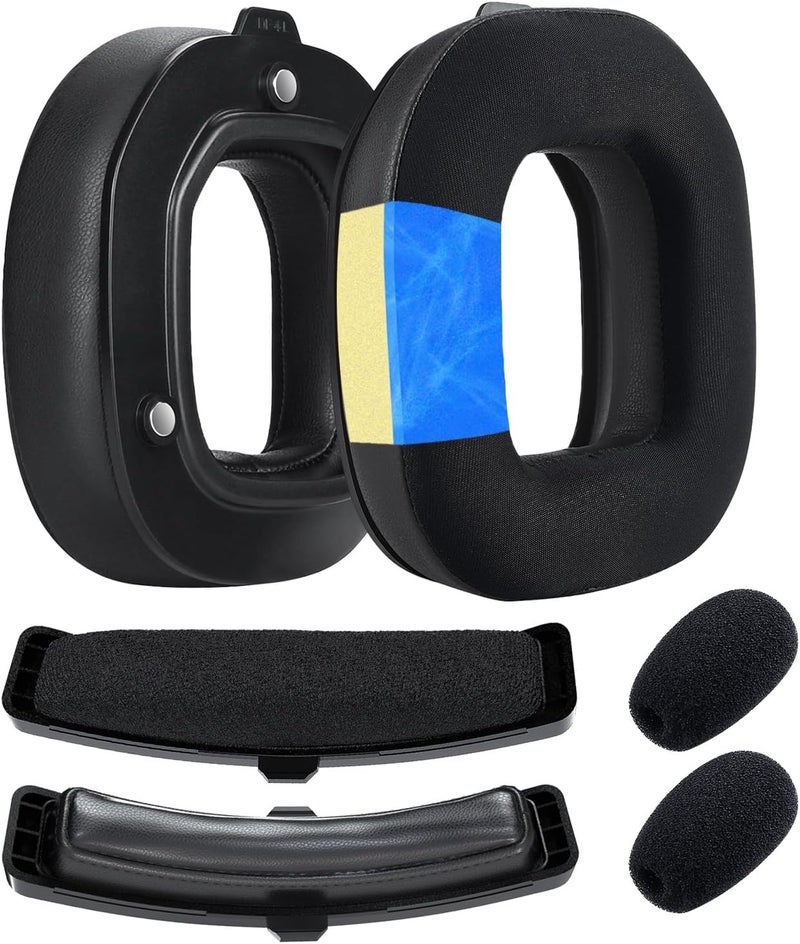 Mmobiel A50 Gen 4 Mod Kit - Ear Pads, Headband Replacement and Microphone Foam for Logitech G Astro A50 Gen 4 Headphones by - Cooling Gel Headphones Ear Pads - Protein PU & Velour Headband - Black - Image 1