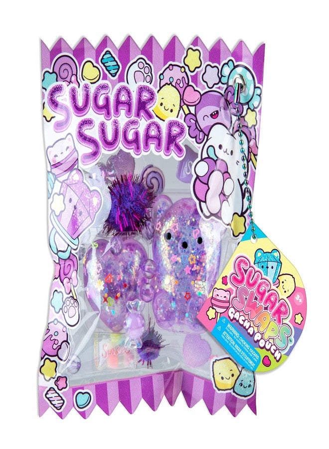 The Orb Factory ORB Sugar Swaps Gacha Pouch Squishy Keychain Charm - Purple Gachapon Style Pouch with Sparkly, Squishy Bear and Heart - Squish, Collect, Trade - Fidget Stress Toys for Kids, Backpacks, Keys, Bags - Image 4