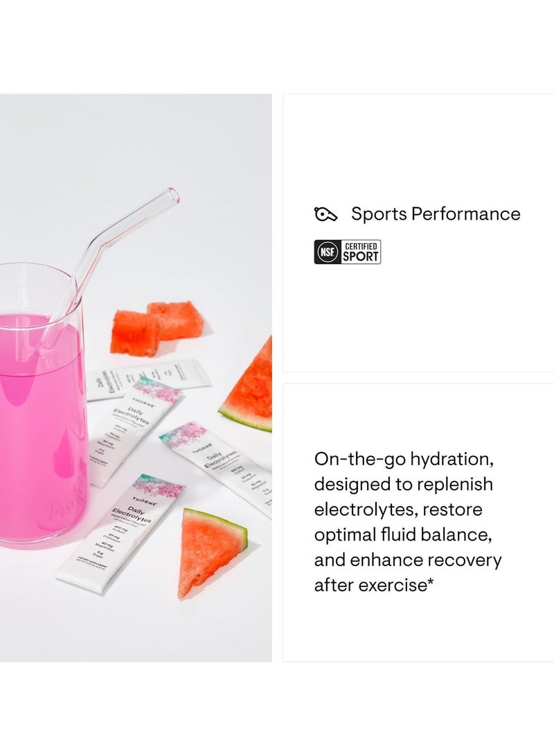 Thorne Daily Electrolytes Watermelon Flavored With Other Natural Flavors, 480 mg Sodium | 99 mg Potassium | 40 mg Magnesium | 0 g Sugar, DIETARY SUPPLEMENT / 30 STICK PACKS, 30 - 0.15 OZ (4.37 G) / TOTAL NET WT 4.62 OZ (131.1 G) - Image 4