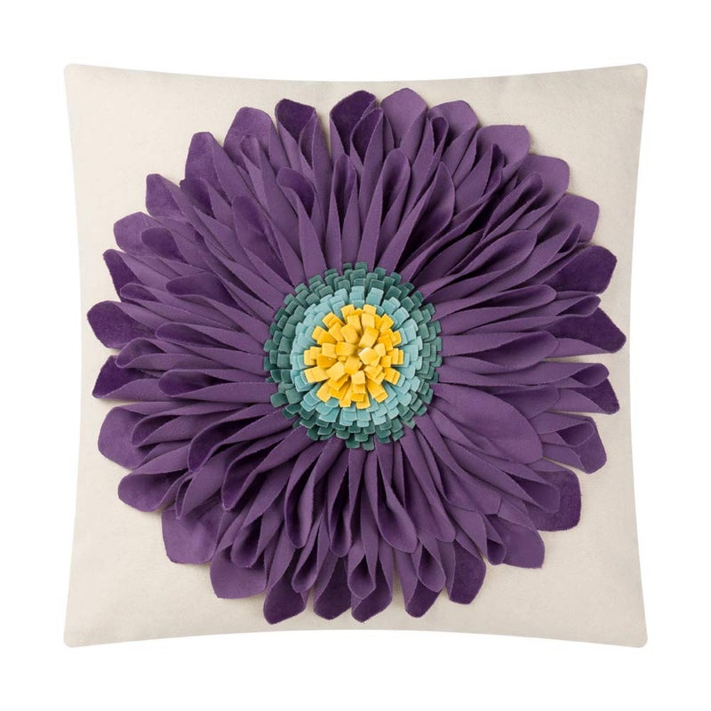 OiseauVoler 3D Sunflowers Throw Pillow Cases Decorative Handmade Cushion Covers for Home Sofa Car Bed Room Decor 18 x 18 Inch Purple