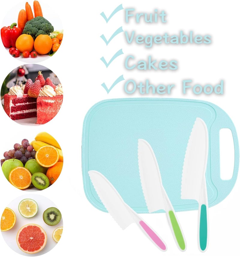 GONEJALL Kids Knife Set for Real Cooking, 4 Pieces Toddler Knife Set, Nylon Kitchen Baking Knife with Cutting Board, Firm Grip, Serrated Edges Kids Knives for Cutting Cakes, Fruit, Veggies & Bread - Image 5