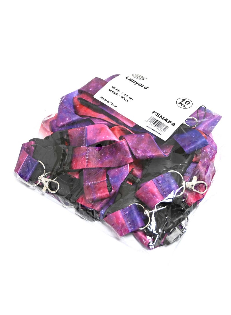 FIS Bag of 10 Fancy Lanyard With Metal Hook Width:2.5CM, Length:90CM Purple/Pink Colour -FSNAF4 - Image 4