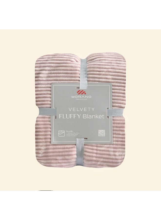 Morano Fluffy Blanket Printed Model 220X240Cm Ultra Soft Polyester Lightweight Cozy Warm Throw Textured Stripe Design Sofa Bed Cover Comfortable Fleece Winter Blanket, for Home and Bedding - Image 1