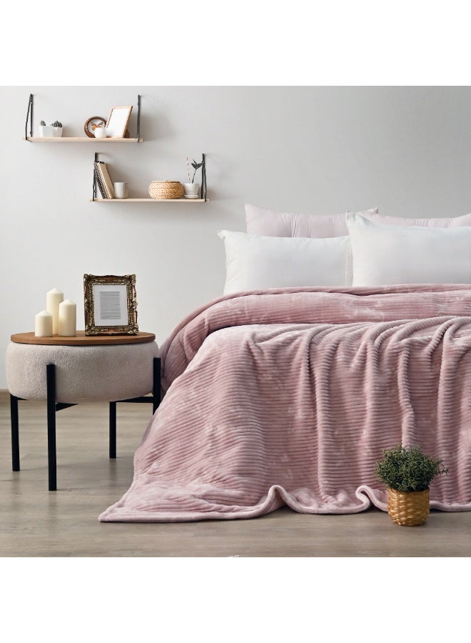 Morano Fluffy Blanket Printed Model 220X240Cm Ultra Soft Polyester Lightweight Cozy Warm Throw Textured Stripe Design Sofa Bed Cover Comfortable Fleece Winter Blanket, for Home and Bedding - Image 2