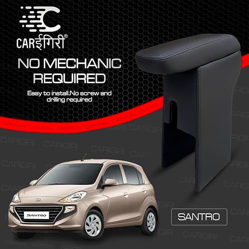 Carigiri Premium Finish Car Armrest with Storage Box And High Density Moulded Foam For Hyundai Santro (Models-2018-2024) (All Colours,Nappa Leatherette) (Black Seam) - Image 5