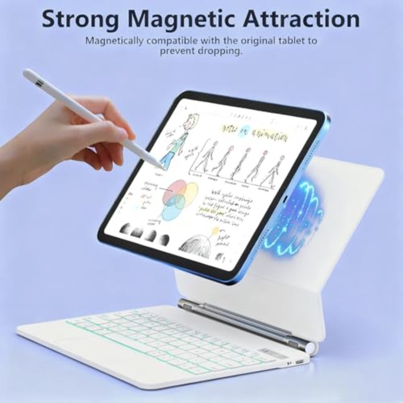 English Magic Keyboard for 11-inch M4/M3/M2 iPad Pro and 11-inch 1st4th gen 10.9-inch iPad Air, aluminum body, space gray, 7-color backlit keys with multi-touch trackpad and floating cantilever stand - Image 5