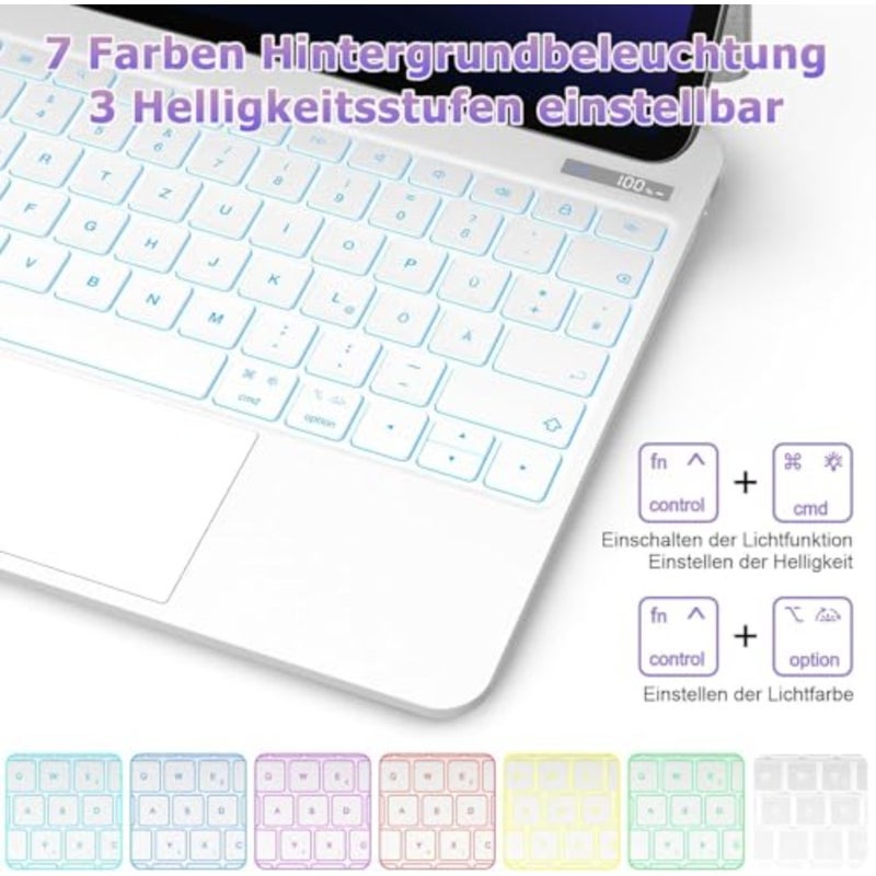 English Magic Keyboard for 11-inch M4/M3/M2 iPad Pro and 11-inch 1st4th gen 10.9-inch iPad Air, aluminum body, space gray, 7-color backlit keys with multi-touch trackpad and floating cantilever stand - Image 3