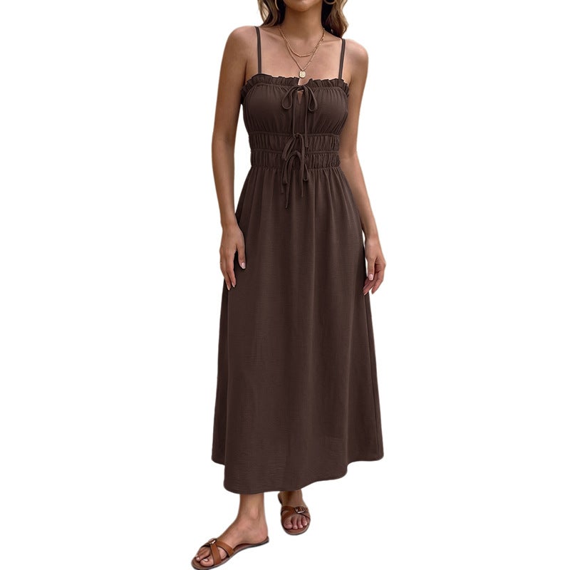 Women's Summer Solid Color Vacation Dress - Image 5