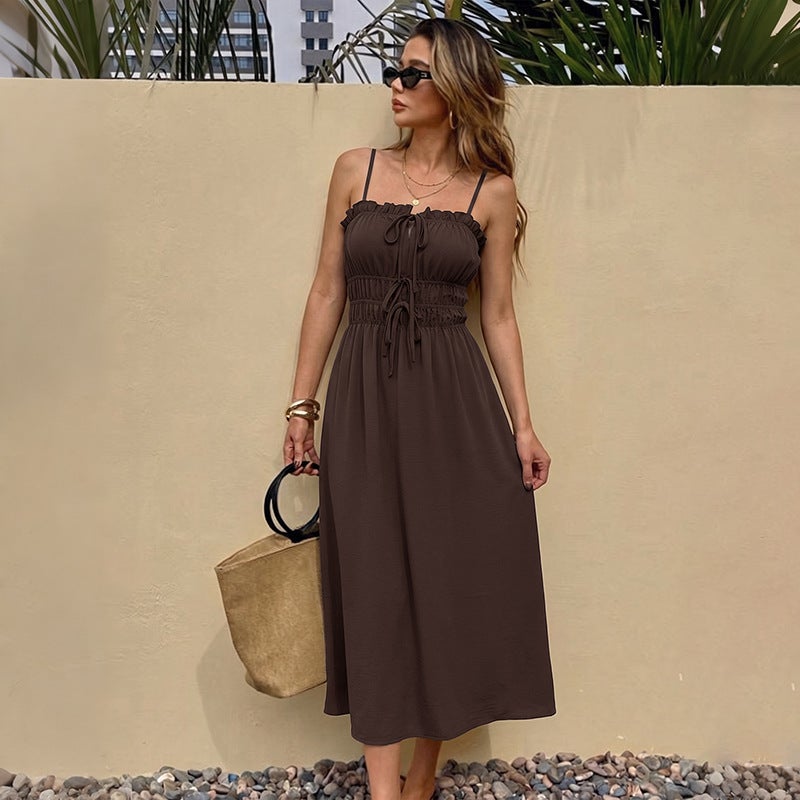 Women's Summer Solid Color Vacation Dress - Image 1