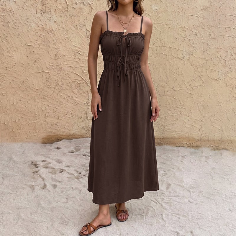 Women's Summer Solid Color Vacation Dress - Image 2