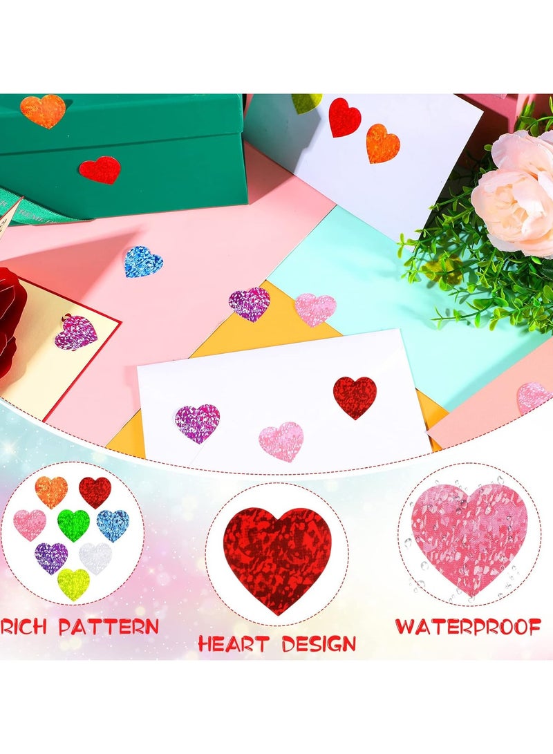2 Rolls 1000 Pcs Glitter Heart Stickers for Kids Teacher 1 Inch Self Adhesive Colorful for Birthday Wedding Party Decoration ﻿ - Image 3