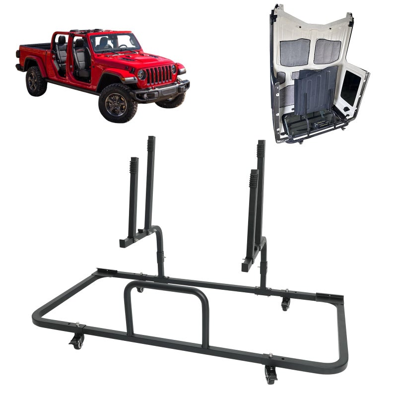 حامل سقف صلب قابل للتعديل من SUNPIE لتخزين لوحة الحرية متوافق مع جيب رانجلر 1987-2025 YJ TJ JK JKU JL JLU 2 أبواب 4 أبواب عربة متحركة مع كوب شفط لتأمين النافذة الخلفية