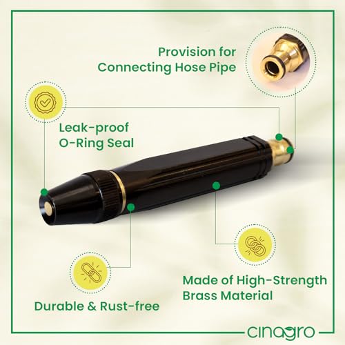 Cinagro Water Spray Gun with 2 Clamps for Gardening, Car Wash, Bike Washing, Gun for 1/2" Hose Pipe, High Pressure Water Gun Nozzle, Car Washer, Brass Jet, Water Spray Nozzle for Garden - Image 3