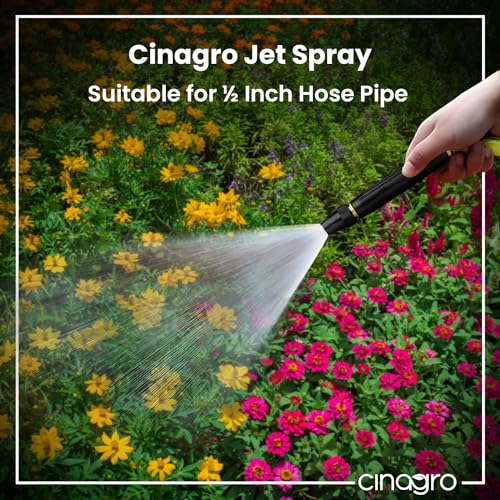Cinagro Water Spray Gun with 2 Clamps for Gardening, Car Wash, Bike Washing, Gun for 1/2" Hose Pipe, High Pressure Water Gun Nozzle, Car Washer, Brass Jet, Water Spray Nozzle for Garden - Image 2