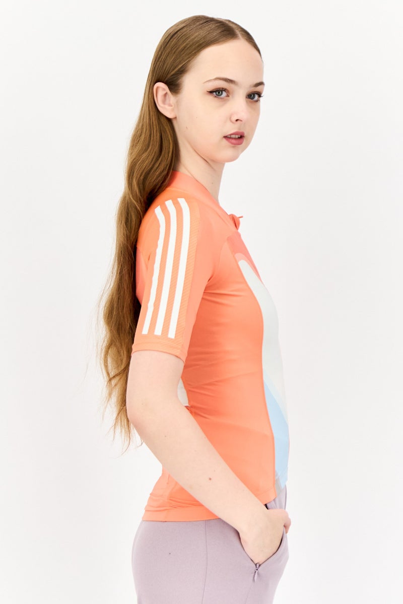 Adidas تي شيرت تدريب قصير الأكمام للنساء، برتقالي - Image 4
