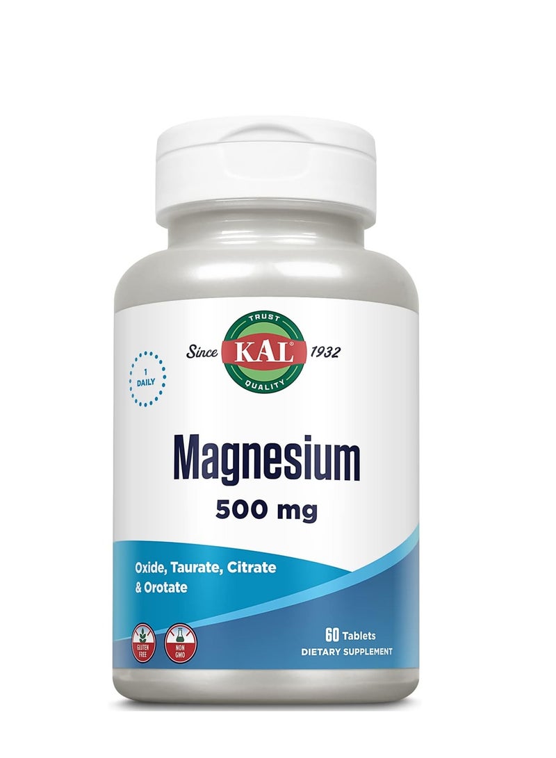 KAL 500 Mg Magnesium Tablets 60 Count - Image 1