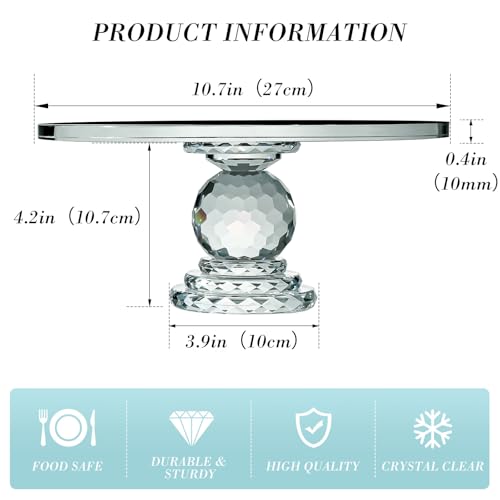 Uten Crystal Glass Cake Stand, 11'' Cake Display Stand, Crystal Glass Fruit Plate, Clear Crystal Cake Stand, Display Desserts Holder for Wedding Cakes Serving Platters - Image 2