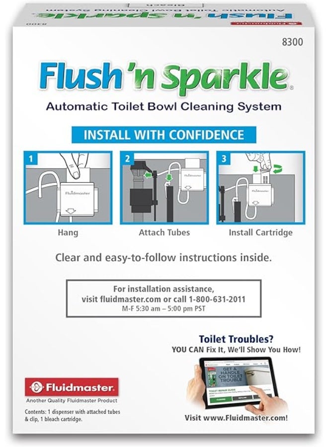 فلويد ماستر عبوات نظام تنظيف التواليت الأوتوماتيكي فلوش ان سباركل 8300 مع خرطوشة مبيض من فلويد ماستر - Image 2