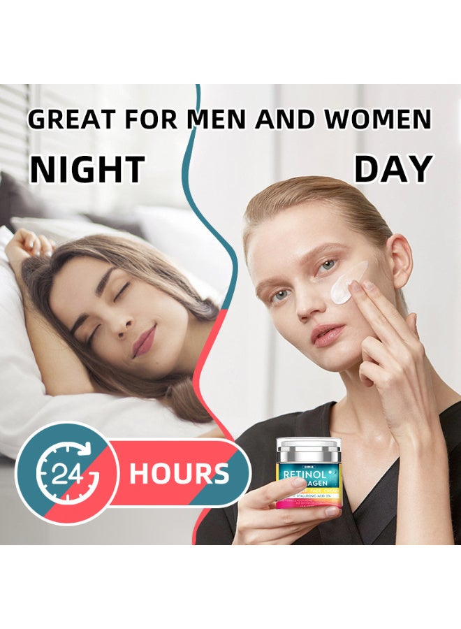 SUMAX Retinol Cream for Face with Hyaluronic Acid, Day-Night Anti-Aging Moisturizer for Women, Men, Collagen Cream for Face Reduces Wrinkles, Dryness, 1.7Oz - Image 5