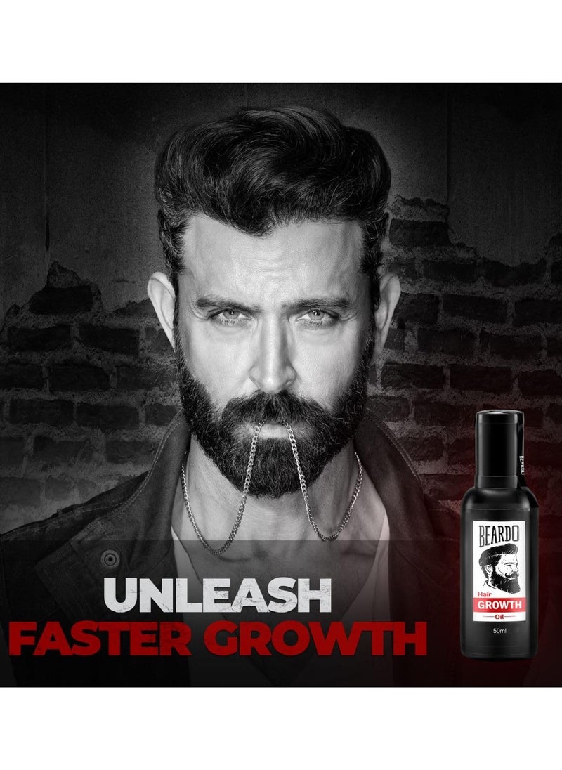 BEARDO - Beard Booster Combo - Beard and Hair Growth Oil 50 ml - with Beard Advance Derma Roller for Men - Supports faster beard growth and thicker looking beard - Image 1