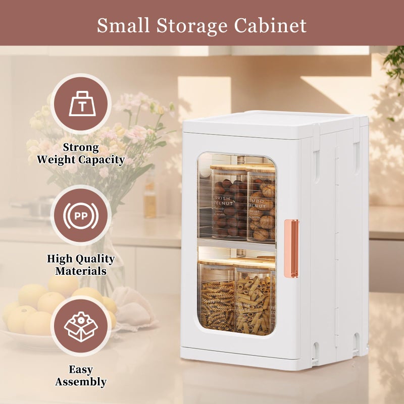 CXCJAI Mini Storage Cabinet with Doors and Shelves Countertop Cabinet Bathroom Storage Kitchen Cabinet with Adjustable Shelf Cabinet Organizer Toilet Paper Linen Closet 1 Layer(White) - Image 5