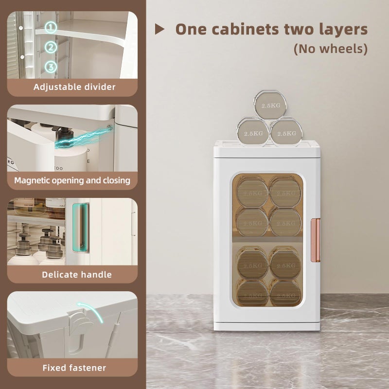 CXCJAI Mini Storage Cabinet with Doors and Shelves Countertop Cabinet Bathroom Storage Kitchen Cabinet with Adjustable Shelf Cabinet Organizer Toilet Paper Linen Closet 1 Layer(White) - Image 2