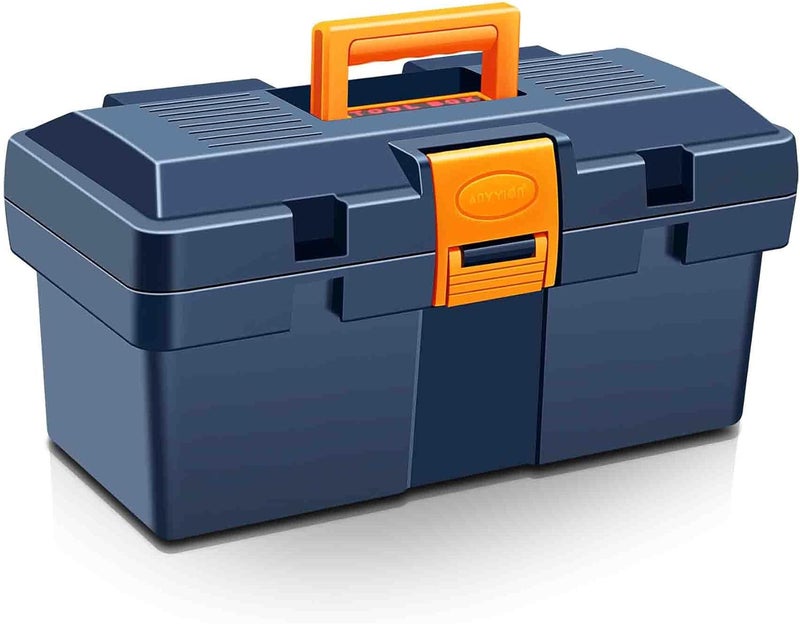 Anyyion 13In Small Tool Box,Lockable Tool Box for Home,Truly Rugged,No Removable Tray(Blue) - Image 1