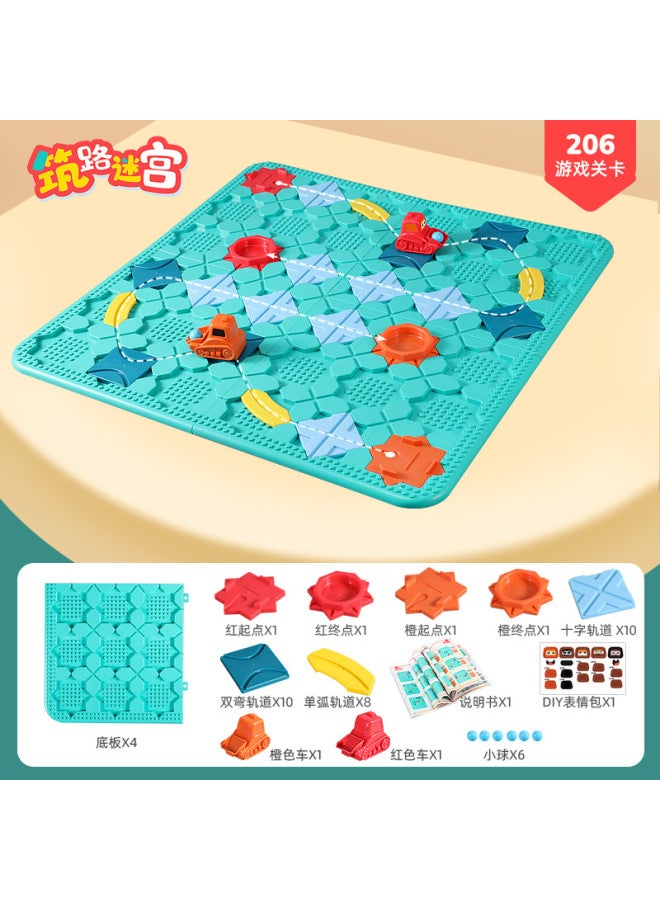 Road Building Maze Children's Entrance 118 Pass 206 Pass Parent-child Logical Thinking Training Track Engineering Car Board Game Toy - Image 1