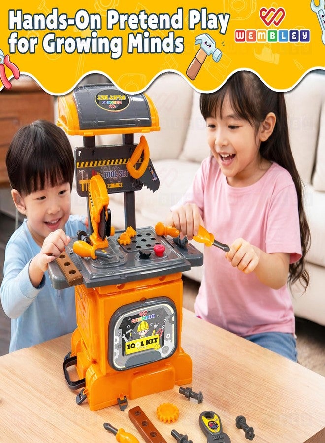 Wembley Kids Tool Kit Set with Trolley & Toolbox | DIY Construction Pretend Play Tools for Boys & Girls 3-6 Years | Workshop Role Play Toy | Montessori Learning Gift for Kids Age 3, 4, 5, 6 - Image 5