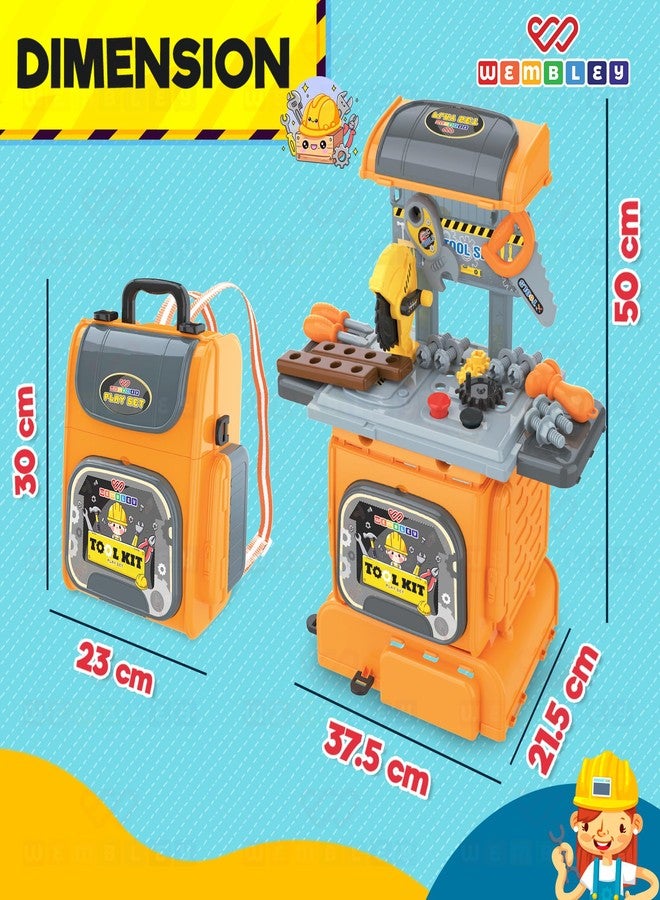 Wembley Kids Tool Kit Set with Trolley & Toolbox | DIY Construction Pretend Play Tools for Boys & Girls 3-6 Years | Workshop Role Play Toy | Montessori Learning Gift for Kids Age 3, 4, 5, 6 - Image 2