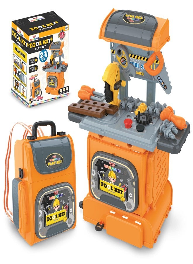 Wembley Kids Tool Kit Set with Trolley & Toolbox | DIY Construction Pretend Play Tools for Boys & Girls 3-6 Years | Workshop Role Play Toy | Montessori Learning Gift for Kids Age 3, 4, 5, 6 - Image 1