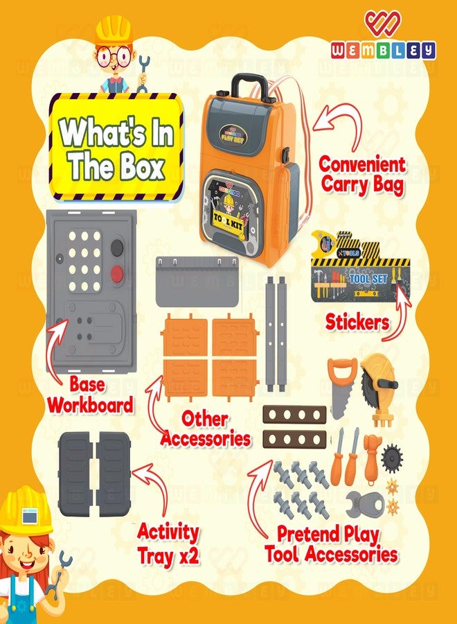 Wembley Kids Tool Kit Set with Trolley & Toolbox | DIY Construction Pretend Play Tools for Boys & Girls 3-6 Years | Workshop Role Play Toy | Montessori Learning Gift for Kids Age 3, 4, 5, 6 - Image 3