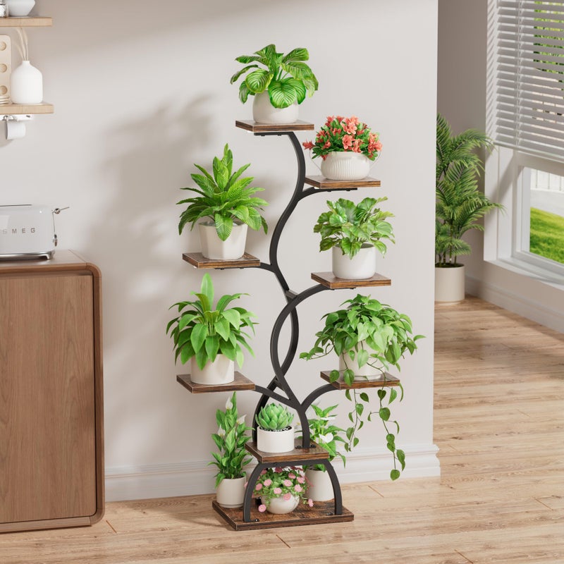 EVAWOO Plant Stand Indoor with Grow Light - 8 Tiered Plant Shelf Indoor, Corner Plant Stand, 49" Tall Plant Shelf with Lights for Indoor Growing, Lighted Flower Holder for Living Room, Balcony, Black - Image 4