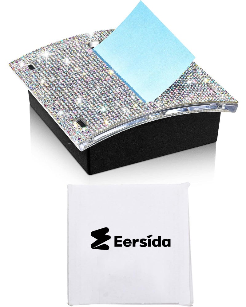 Eersida Rhinestone Self Stick Note Pad Holders 4 x 4 Inches Memo Sticky Dispenser Note Holder Sticky Dispenser for Office Home Desk Supplies(AB Color) - Image 2