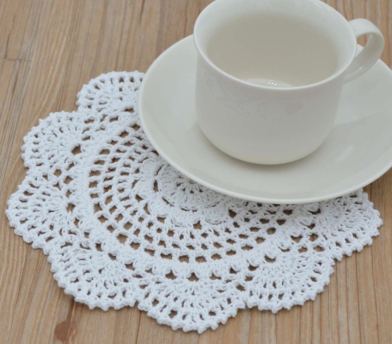 SouthMage 12 Hand Crochet White Round Lace Doilies Lot for Table Wedding Coasters - Image 2