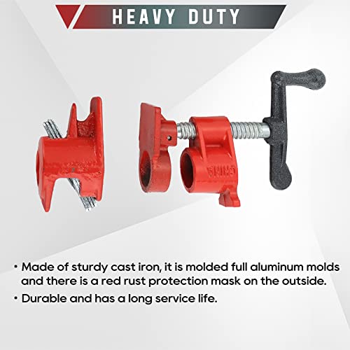 ATPEAM Wood Gluing Pipe Clamp Set | 8 Pack Heavy Duty Cast Iron Quick Release Pipe Clamps for Woodworking (8, 3/4") - Image 3